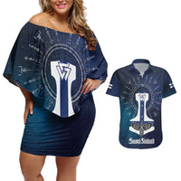 Personalized Finland Drakkar Vikings Couples Matching Off Shoulder Short Dress and Hawaiian Shirt Suomi Flag Viking Thor Runes