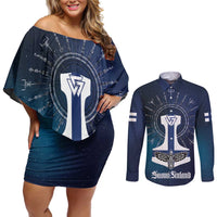 Personalized Finland Drakkar Vikings Couples Matching Off Shoulder Short Dress and Long Sleeve Button Shirt Suomi Flag Viking Thor Runes