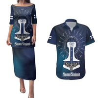 Personalized Finland Drakkar Vikings Couples Matching Puletasi and Hawaiian Shirt Suomi Flag Viking Thor Runes