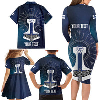 Personalized Finland Drakkar Vikings Family Matching Long Sleeve Bodycon Dress and Hawaiian Shirt Suomi Flag Viking Thor Runes
