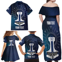 Personalized Finland Drakkar Vikings Family Matching Off Shoulder Maxi Dress and Hawaiian Shirt Suomi Flag Viking Thor Runes
