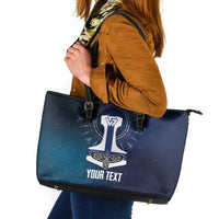 Personalized Finland Drakkar Vikings Leather Tote Bag Suomi Flag Viking Thor Runes