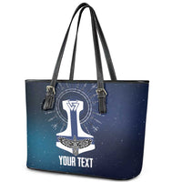 Personalized Finland Drakkar Vikings Leather Tote Bag Suomi Flag Viking Thor Runes