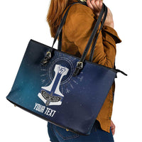 Personalized Finland Drakkar Vikings Leather Tote Bag Suomi Flag Viking Thor Runes