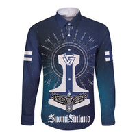 Personalized Finland Drakkar Vikings Long Sleeve Button Shirt Suomi Flag Viking Thor Runes