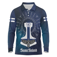 Personalized Finland Drakkar Vikings Long Sleeve Polo Shirt Suomi Flag Viking Thor Runes