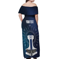 Personalized Finland Drakkar Vikings Off Shoulder Maxi Dress Suomi Flag Viking Thor Runes