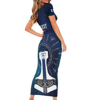 Personalized Finland Drakkar Vikings Short Sleeve Bodycon Dress Suomi Flag Viking Thor Runes