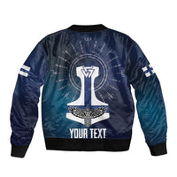 Personalized Finland Drakkar Vikings Sleeve Zip Bomber Jacket Suomi Flag Viking Thor Runes