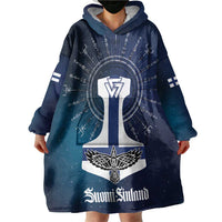 Personalized Finland Drakkar Vikings Wearable Blanket Hoodie Suomi Flag Viking Thor Runes