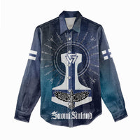 Personalized Finland Drakkar Vikings Women Casual Shirt Suomi Flag Viking Thor Runes