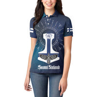 Personalized Finland Drakkar Vikings Women Polo Shirt Suomi Flag Viking Thor Runes