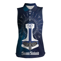 Personalized Finland Drakkar Vikings Women Sleeveless Polo Shirt Suomi Flag Viking Thor Runes