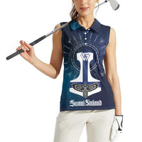 Personalized Finland Drakkar Vikings Women Sleeveless Polo Shirt Suomi Flag Viking Thor Runes