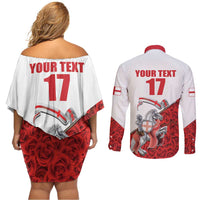 Custom England Field Hockey Champions Couples Matching Off Shoulder Short Dress and Long Sleeve Button Shirt Old Georgians Hockey Club Sporty Style