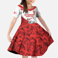 Custom England Field Hockey Champions Family Matching Long Sleeve Bodycon Dress and Hawaiian Shirt Old Georgians Hockey Club Sporty Style