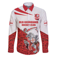 Custom England Field Hockey Champions Family Matching Off The Shoulder Long Sleeve Dress and Hawaiian Shirt Old Georgians Hockey Club Sporty Style