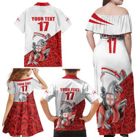 Custom England Field Hockey Champions Family Matching Off Shoulder Maxi Dress and Hawaiian Shirt Old Georgians Hockey Club Sporty Style