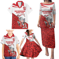 Custom England Field Hockey Champions Family Matching Puletasi and Hawaiian Shirt Old Georgians Hockey Club Sporty Style