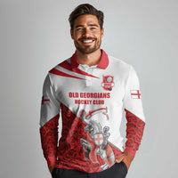 Custom England Field Hockey Champions Long Sleeve Polo Shirt Old Georgians Hockey Club Sporty Style