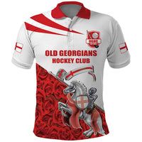 Custom England Field Hockey Champions Polo Shirt Old Georgians Hockey Club Sporty Style