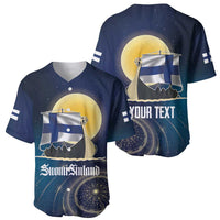 Personalized Finland Drakkar Vikings Baseball Jersey Longships with Vegvisir