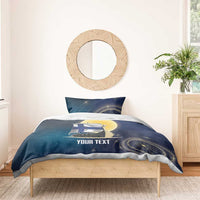 Personalized Finland Drakkar Vikings Bedding Set Longships with Vegvisir