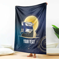 Personalized Finland Drakkar Vikings Blanket Longships with Vegvisir