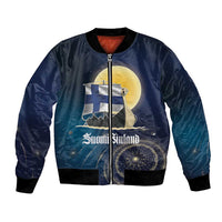 Personalized Finland Drakkar Vikings Bomber Jacket Longships with Vegvisir