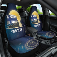 Personalized Finland Drakkar Vikings Car Seat Cover Longships with Vegvisir