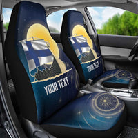 Personalized Finland Drakkar Vikings Car Seat Cover Longships with Vegvisir