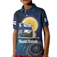 Personalized Finland Drakkar Vikings Kid Polo Shirt Longships with Vegvisir