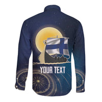 Personalized Finland Drakkar Vikings Long Sleeve Button Shirt Longships with Vegvisir