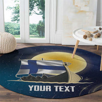 Personalized Finland Drakkar Vikings Round Carpet Longships with Vegvisir