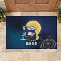 Personalized Finland Drakkar Vikings Rubber Doormat Longships with Vegvisir