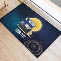Personalized Finland Drakkar Vikings Rubber Doormat Longships with Vegvisir