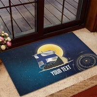 Personalized Finland Drakkar Vikings Rubber Doormat Longships with Vegvisir