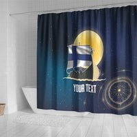 Personalized Finland Drakkar Vikings Shower Curtain Longships with Vegvisir