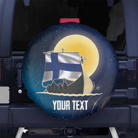Personalized Finland Drakkar Vikings Spare Tire Cover Longships with Vegvisir