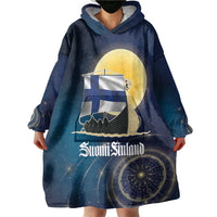 Personalized Finland Drakkar Vikings Wearable Blanket Hoodie Longships with Vegvisir
