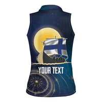 Personalized Finland Drakkar Vikings Women Sleeveless Polo Shirt Longships with Vegvisir