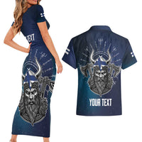 Personalized Finland Drakkar Vikings Couples Matching Short Sleeve Bodycon Dress and Hawaiian Shirt Suomi Viking Warrior