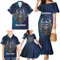 Personalized Finland Drakkar Vikings Family Matching Mermaid Dress and Hawaiian Shirt Suomi Viking Warrior