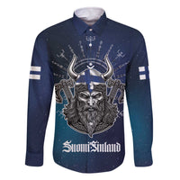 Personalized Finland Drakkar Vikings Family Matching Off The Shoulder Long Sleeve Dress and Hawaiian Shirt Suomi Viking Warrior