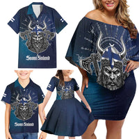 Personalized Finland Drakkar Vikings Family Matching Off Shoulder Short Dress and Hawaiian Shirt Suomi Viking Warrior