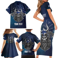 Personalized Finland Drakkar Vikings Family Matching Short Sleeve Bodycon Dress and Hawaiian Shirt Suomi Viking Warrior