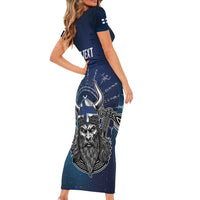 Personalized Finland Drakkar Vikings Family Matching Short Sleeve Bodycon Dress and Hawaiian Shirt Suomi Viking Warrior