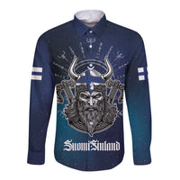 Personalized Finland Drakkar Vikings Long Sleeve Button Shirt Suomi Viking Warrior