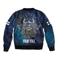 Personalized Finland Drakkar Vikings Sleeve Zip Bomber Jacket Suomi Viking Warrior
