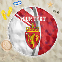 Personalized Norway Coat of Arms Beach Blanket Golden Lion